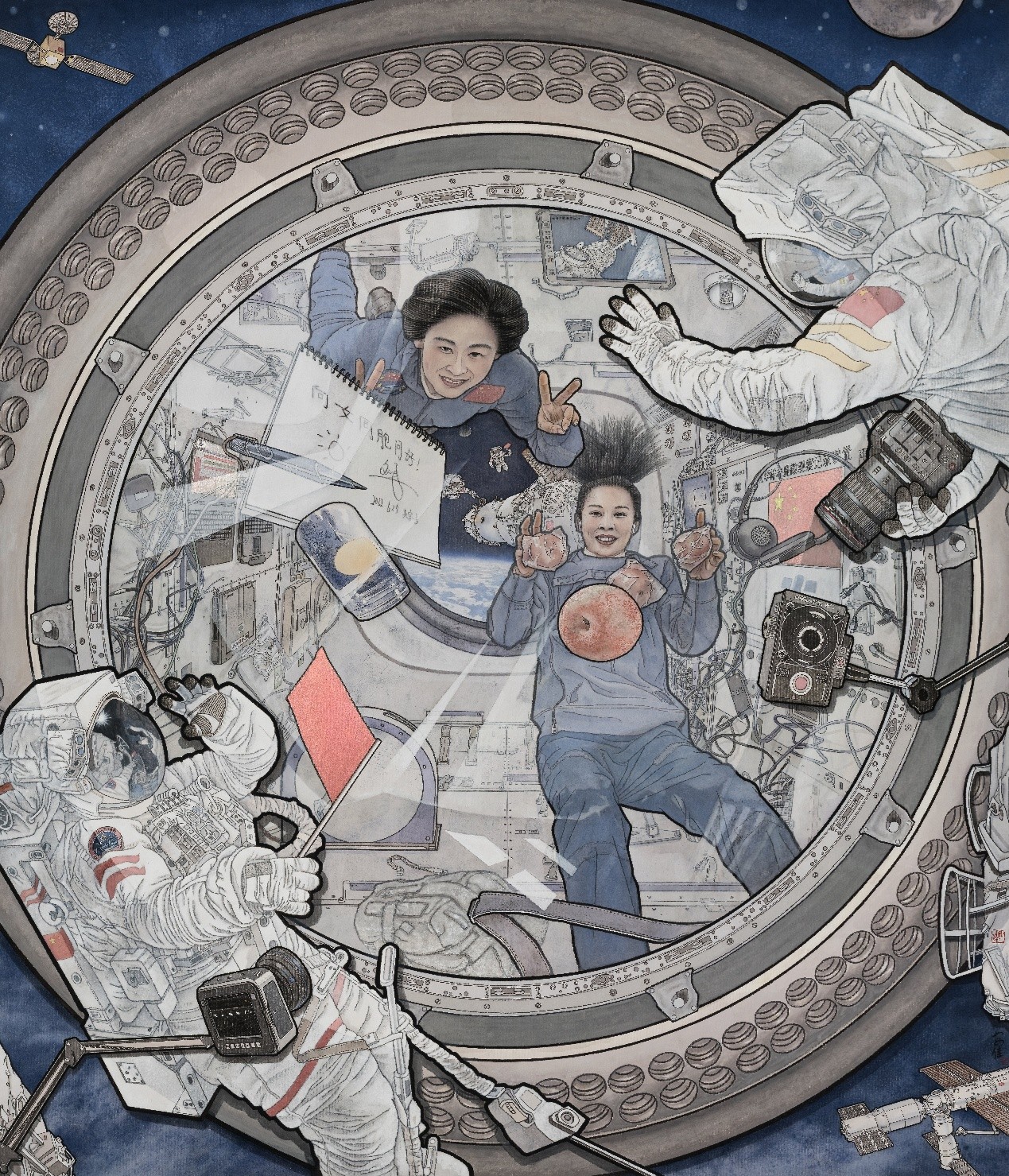 <h2>《致敬·航天之花》</h2><p>作者：安佳</p><p>创作年代：2024年</p><p>规格：220cm×190cm </p><p>品类：纸本设色</p>